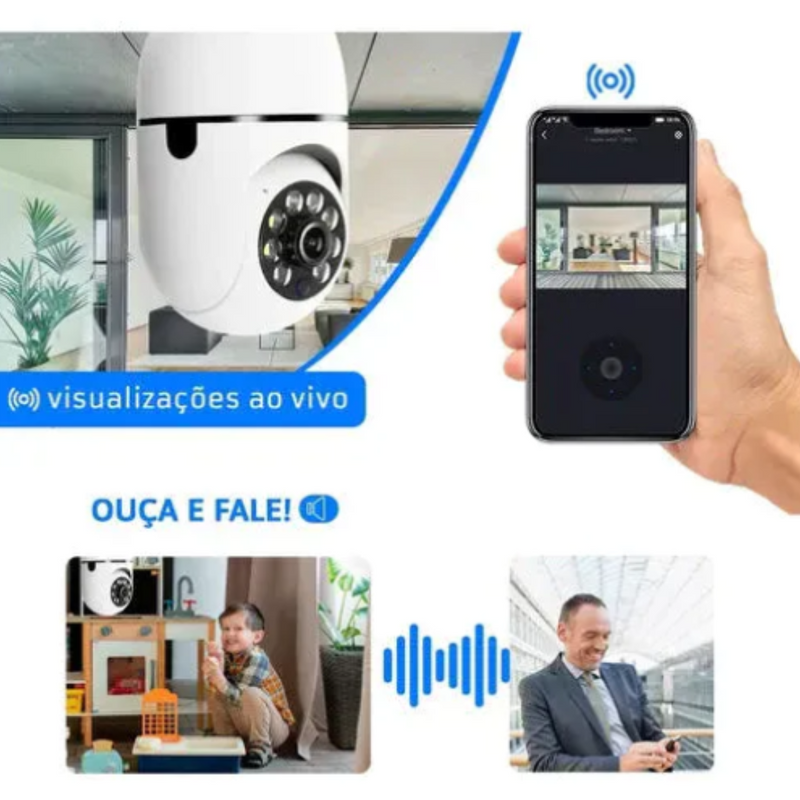 Câmera Segurança Inteligente Wifi 360º  PowerFast